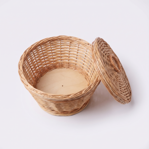 Корзина плетёная из ивовой ленты с крышкой, конус, Ø25×20 см - арт. 0/48 Корзина плетёная из ивовой ленты с крышкой, конус, Ø25×20 см - арт. 0/48