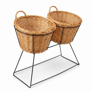 Стойка напольная плетёная с 2 корзинами на металлическом каркасе, 45×32×80 см - арт. 0/51